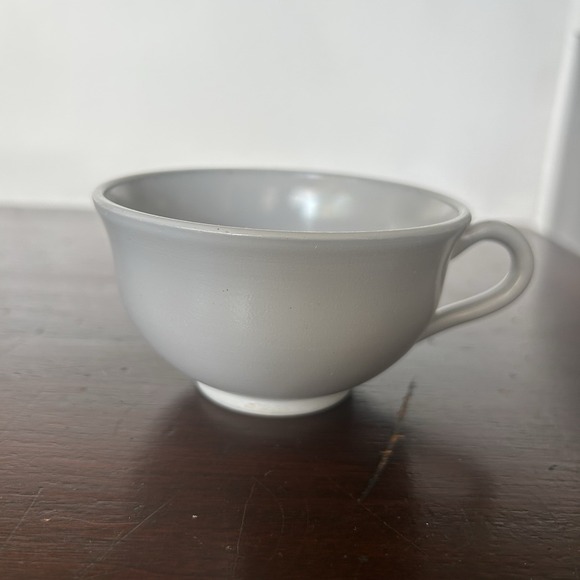 VTG Hazel Atlas Ovide Grey‎ Cup Platonite Footed Coffee Cup MCM - Picture 4 of 7